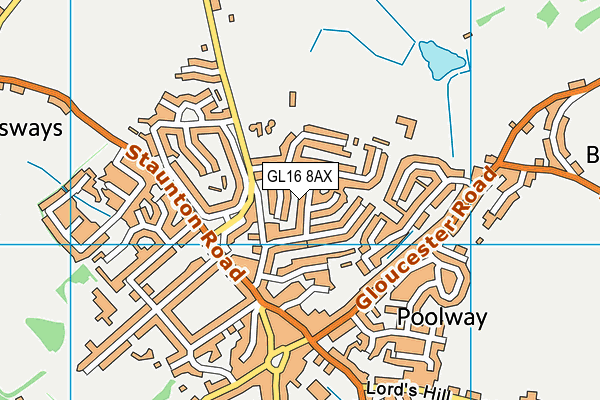 GL16 8AX map - OS VectorMap District (Ordnance Survey)