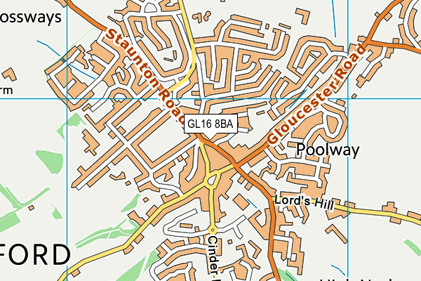 GL16 8BA map - OS VectorMap District (Ordnance Survey)