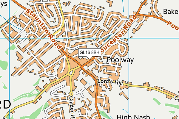 GL16 8BH map - OS VectorMap District (Ordnance Survey)