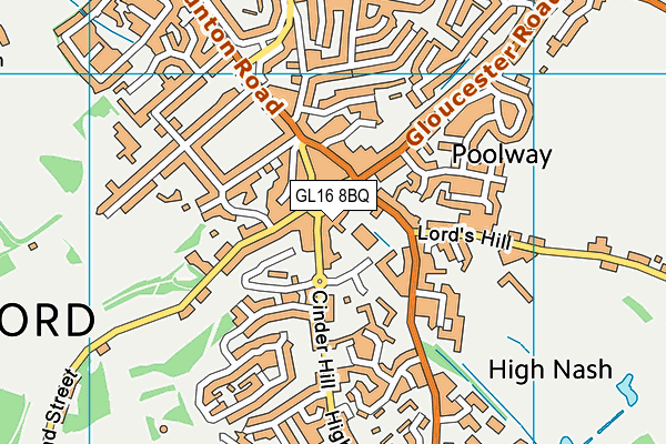 GL16 8BQ map - OS VectorMap District (Ordnance Survey)