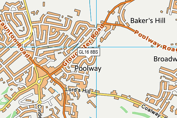 GL16 8BS map - OS VectorMap District (Ordnance Survey)