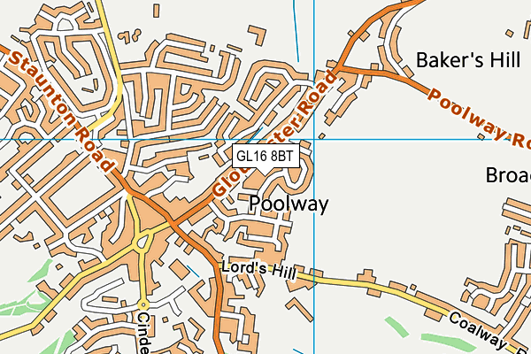 GL16 8BT map - OS VectorMap District (Ordnance Survey)