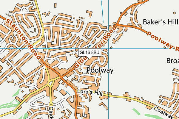 GL16 8BU map - OS VectorMap District (Ordnance Survey)