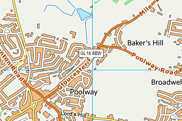 GL16 8BW map - OS VectorMap District (Ordnance Survey)