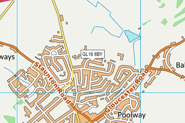 GL16 8BY map - OS VectorMap District (Ordnance Survey)