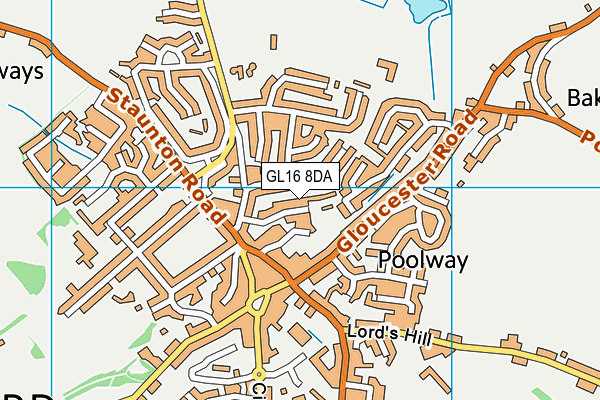 GL16 8DA map - OS VectorMap District (Ordnance Survey)