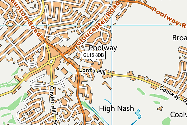GL16 8DB map - OS VectorMap District (Ordnance Survey)