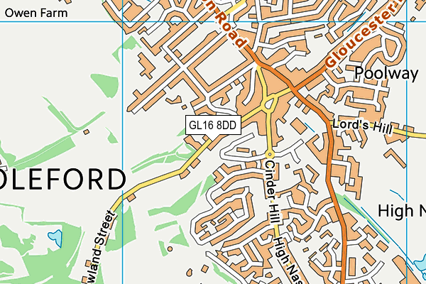 GL16 8DD map - OS VectorMap District (Ordnance Survey)