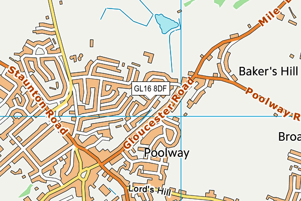 GL16 8DF map - OS VectorMap District (Ordnance Survey)