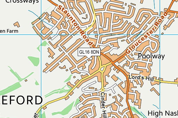 GL16 8DN map - OS VectorMap District (Ordnance Survey)