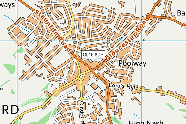 GL16 8DP map - OS VectorMap District (Ordnance Survey)