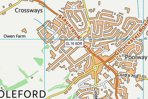 GL16 8DR map - OS VectorMap District (Ordnance Survey)