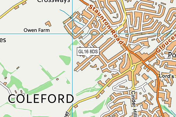 King George V Playing Fields (Coleford) map (GL16 8DS) - OS VectorMap District (Ordnance Survey)
