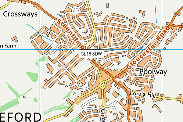 GL16 8DW map - OS VectorMap District (Ordnance Survey)