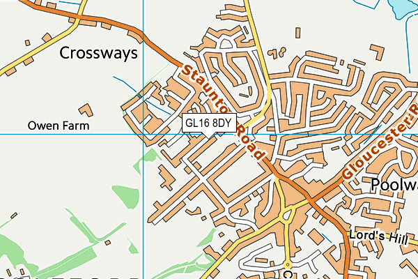GL16 8DY map - OS VectorMap District (Ordnance Survey)