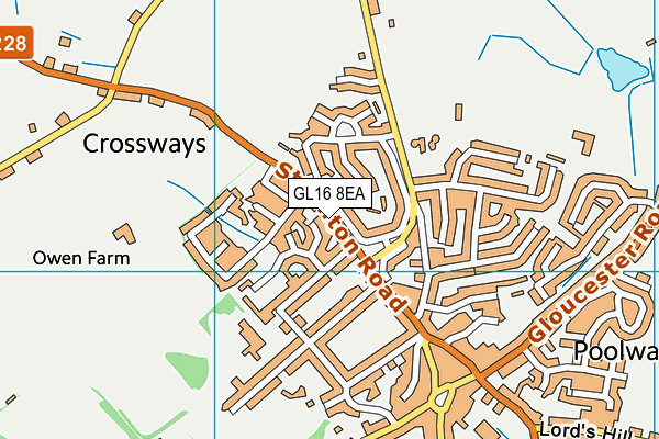 GL16 8EA map - OS VectorMap District (Ordnance Survey)