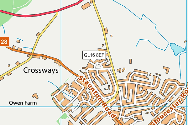 GL16 8EF map - OS VectorMap District (Ordnance Survey)