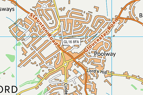 GL16 8FA map - OS VectorMap District (Ordnance Survey)