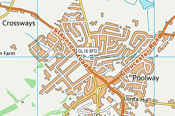 GL16 8FD map - OS VectorMap District (Ordnance Survey)