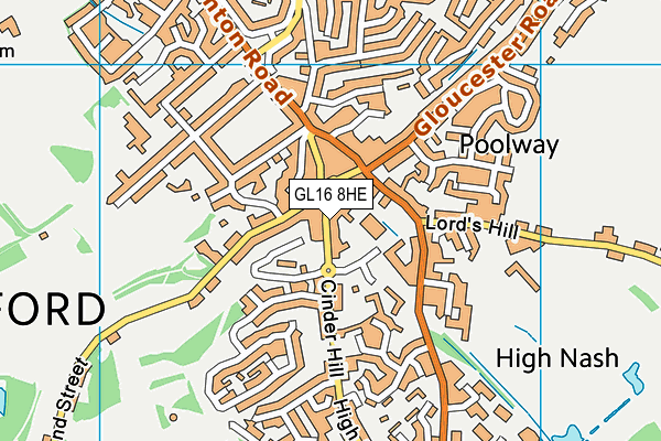 GL16 8HE map - OS VectorMap District (Ordnance Survey)