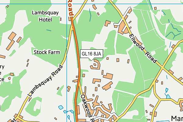 Sling Playing Fields  map (GL16 8JA) - OS VectorMap District (Ordnance Survey)