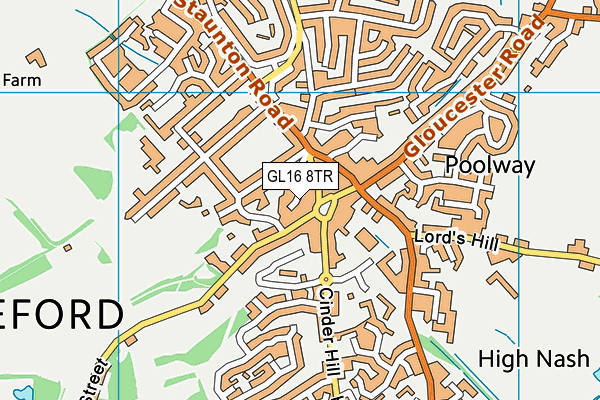 GL16 8TR map - OS VectorMap District (Ordnance Survey)