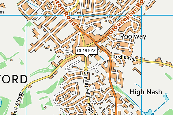 GL16 9ZZ map - OS VectorMap District (Ordnance Survey)