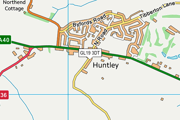 Huntley Cricket Club map (GL19 3DT) - OS VectorMap District (Ordnance Survey)