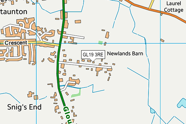 GL19 3RE map - OS VectorMap District (Ordnance Survey)