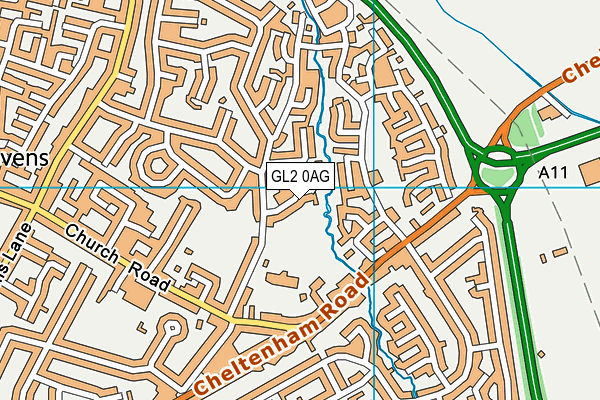 GL2 0AG map - OS VectorMap District (Ordnance Survey)