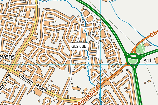 GL2 0BB map - OS VectorMap District (Ordnance Survey)