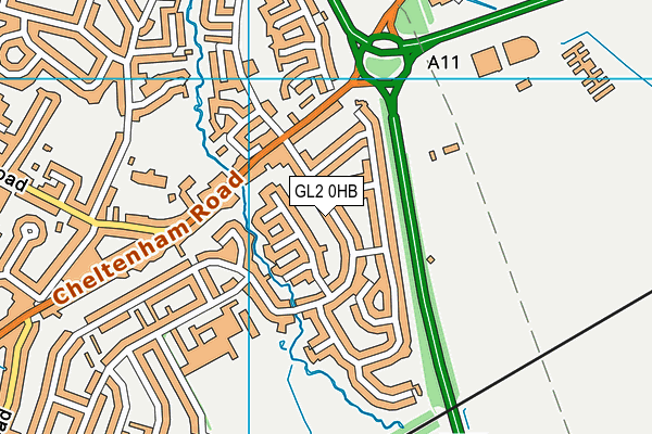 GL2 0HB map - OS VectorMap District (Ordnance Survey)
