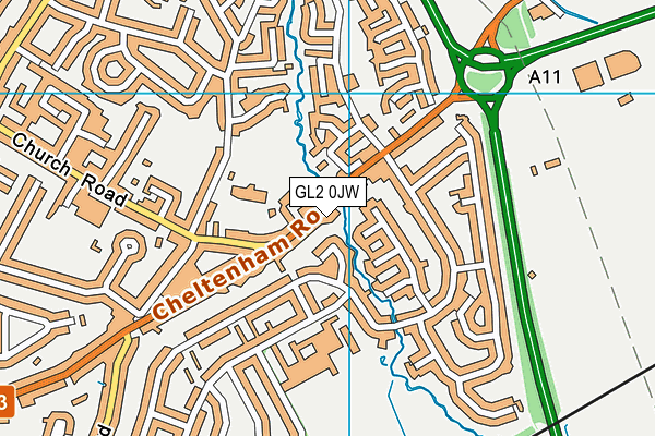 GL2 0JW map - OS VectorMap District (Ordnance Survey)