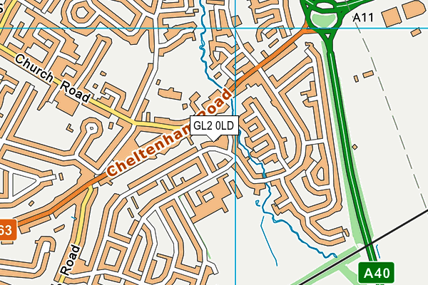 GL2 0LD map - OS VectorMap District (Ordnance Survey)
