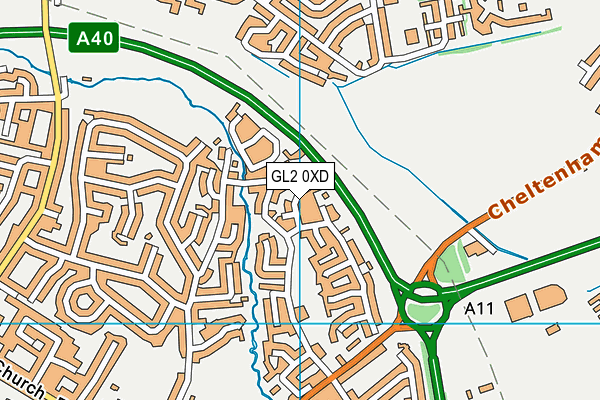 GL2 0XD map - OS VectorMap District (Ordnance Survey)