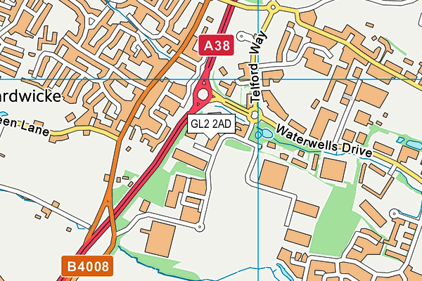 GL2 2AD map - OS VectorMap District (Ordnance Survey)