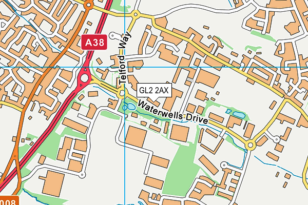 GL2 2AX map - OS VectorMap District (Ordnance Survey)