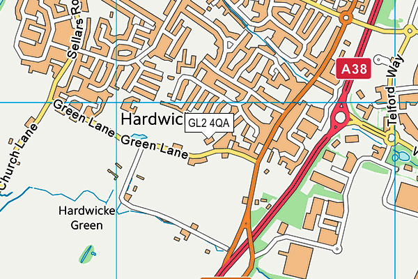 Hardwicke Village Hall Playing Fields  map (GL2 4QA) - OS VectorMap District (Ordnance Survey)