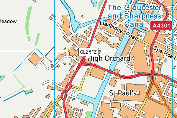 GL2 5FZ map - OS VectorMap District (Ordnance Survey)