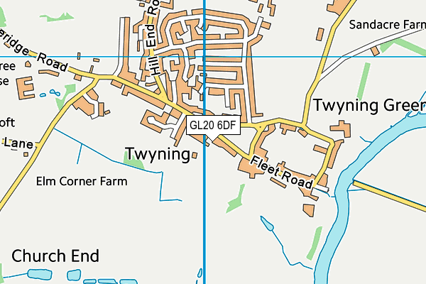 Twyning School map (GL20 6DF) - OS VectorMap District (Ordnance Survey)