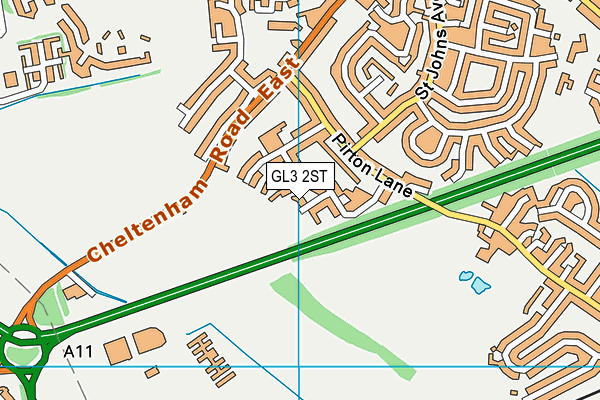 GL3 2ST map - OS VectorMap District (Ordnance Survey)