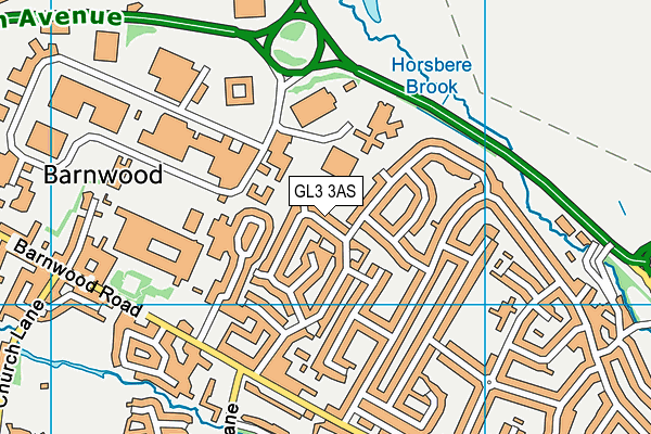 GL3 3AS map - OS VectorMap District (Ordnance Survey)