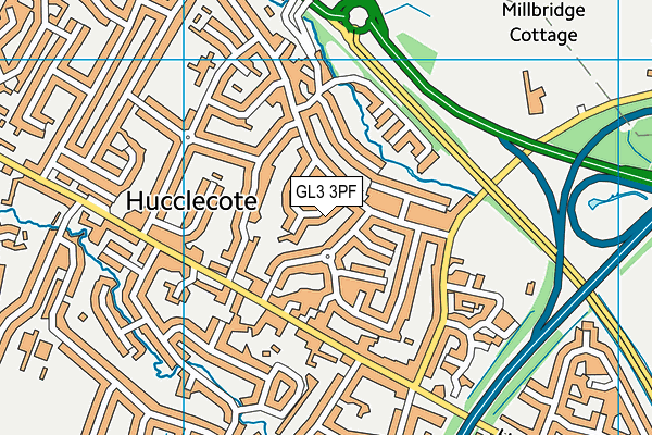 GL3 3PF map - OS VectorMap District (Ordnance Survey)