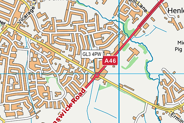 GL3 4PW map - OS VectorMap District (Ordnance Survey)