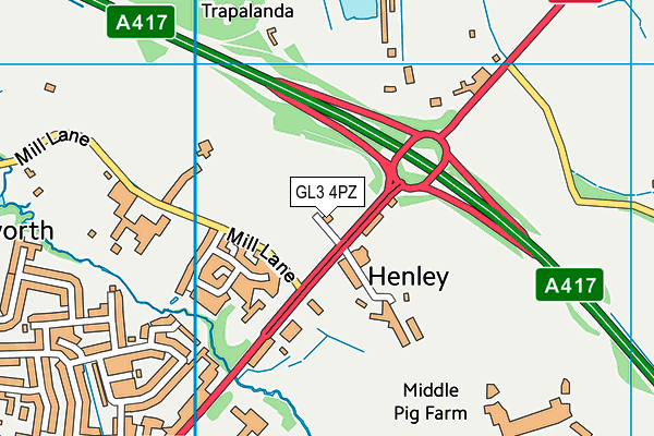 GL3 4PZ map - OS VectorMap District (Ordnance Survey)