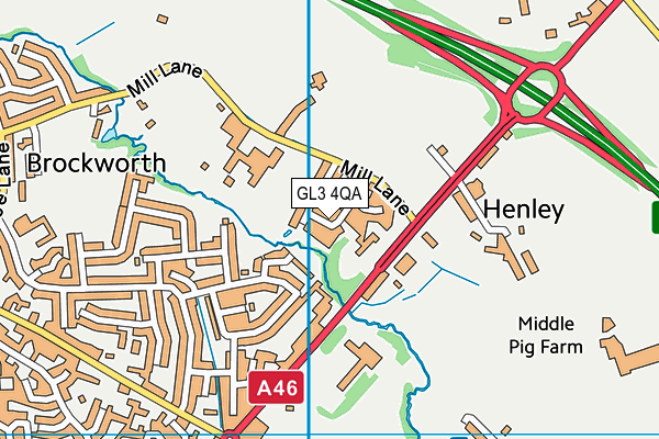 GL3 4QA map - OS VectorMap District (Ordnance Survey)