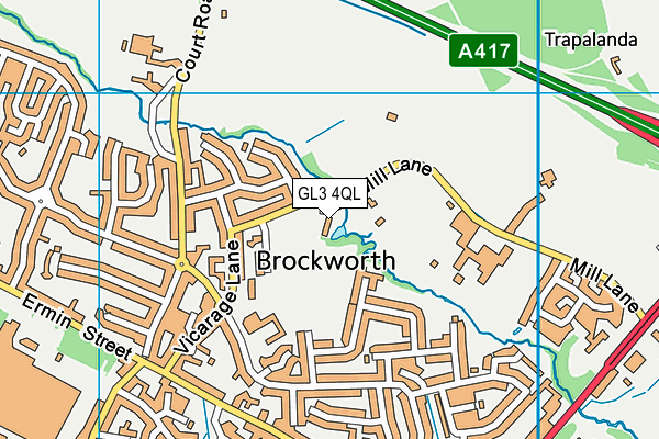 Mill Lane Playing Fields (Brockworth) map (GL3 4QL) - OS VectorMap District (Ordnance Survey)