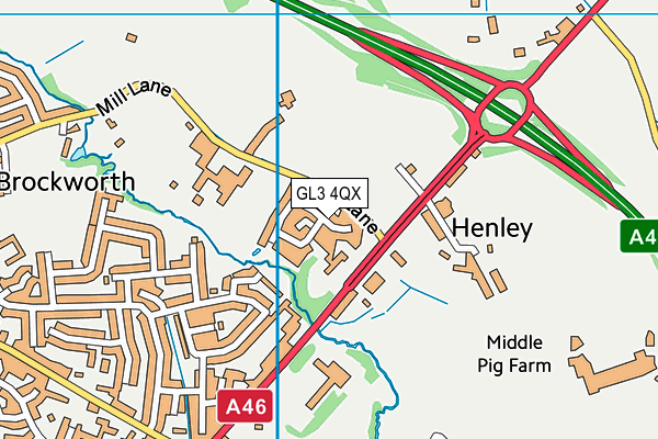 GL3 4QX map - OS VectorMap District (Ordnance Survey)