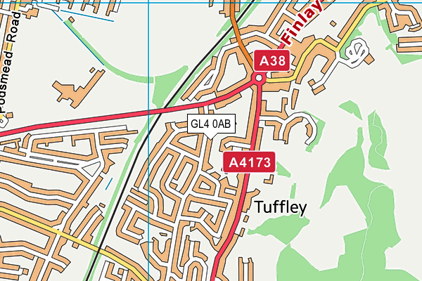 GL4 0AB map - OS VectorMap District (Ordnance Survey)