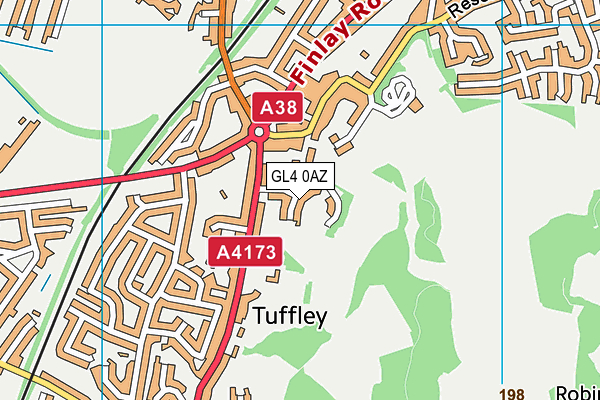 GL4 0AZ map - OS VectorMap District (Ordnance Survey)